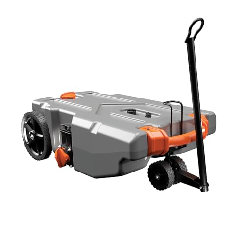 Camco Rhino 36-Gallon Portable RV Tote Tank - Features 2 Steerable No-Flat Front Wheels & Built-in Gate Valve - Includes Removable 24" Tow Bar, 3’ Sewer Hose & More RV Accessories (39007)