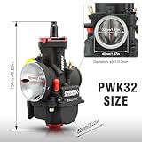 NIBBI Carburetor PWK32mm,fit 300cc—350cc Motorcycle Engine with Carb Jets for Dirt Bike Mini Bike Pit Bike GY6 ATV