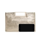 CHARMING TAILOR Fashion PU Leather Handbag Stylish Women Convertible Clutch Purse (Gold)