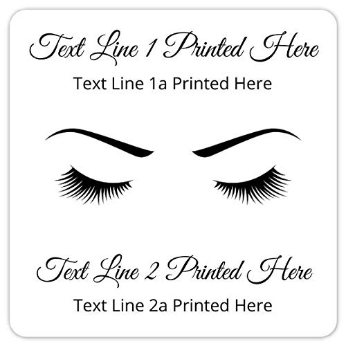 Custom Eyelash Logo Stickers, Square Business Labels, Add Your Text, 2 Inch Square (60 Count)