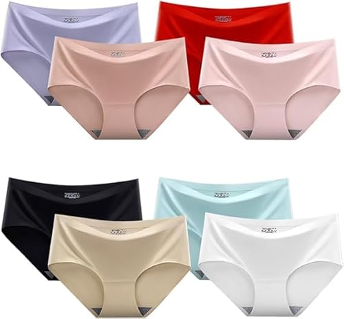8-Pack Girls Underwear - Silky Soft & Breathable Youth Panties, Seamless No-Show with Quick-Drying Fabric, Snug Stretchy Waistband - Age 13-18, Sizes M-XXL (US, Alpha, Large, Regular, 8 Color/Pack)