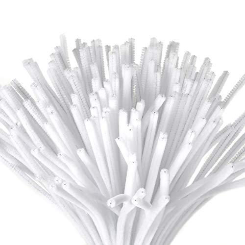 Caydo 200 Pieces White Pipe Cleaners Craft Chenille Stems for DIY Art Creative Crafts Party Decorations (12 Inch x 6 mm)