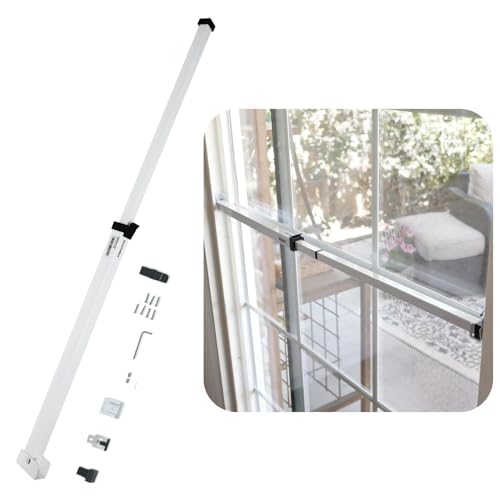 SECURITYMAN Sliding Door Security Bar-Child Proof Sliding Door Lock Bar with Anti Lift Lock - Fits Most Doors & Windows - Adjustable Patio Door Security Bar (18.75"- 51.1") - White