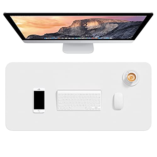 Hsurbtra Desk Pad, 30" x 14" PU Leather Desk Mat, XL Extended Mouse Pad, Waterproof Desktop Blotter Protector, Non-Slip Ultra Thin Large Laptop Keyboard Writing Mat for Office Home, White