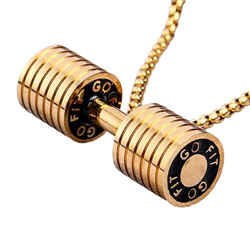 Dumbbell Necklace For Men Women Charm Stainless Steel Weight Lifting Necklace Chain Fitness Gym Dumbbell Pendant Jewelry For Father Bro Him Fitness Enthusiast Coach Athletes