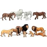 FUNSHOWCASE African Jungle Animals Toy Lions Figure Realistic Plastic Figurine Playset Lot 13-Piece