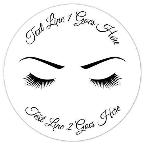 Custom Glossy Eyelash Logo Stickers, Script Font, Round Business Labels, Add Your Text, (2 Inch Round, 60 Count)