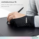 Wacom Drawing Glove, Two-Finger Artist Glove for Drawing Tablet Pen Display, 90% Recycled Material, eco-Friendly, one-Size (3 Pack), Black