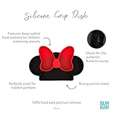 Bumkins Disney Toddler and Baby Suction Plate, Silicone Grip Dish, Baby Led Weaning, Kids Feeding Supplies, Non Skid Sticky Bottom, Platinum Silicone, for Children Ages 6 Months Up, Minnie Mouse