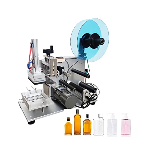 EQCOTWEA Semi-Auto Flat Bottle Labeling Machine Pneumatic Flat Square Bottle Label Sticker Tabletop Cosmetic Labeling Machine Plane Surface Label Applicator for Kinds of Flat Surface LT-60 110V