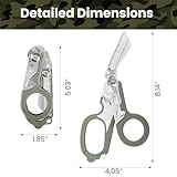 JUNWUXY Trauma Shears, Stainless Steel Pocket Scissors Glass Breaker Emergency Response Trauma Scissors,Outdoor Camping Tools Multi-function Shears with 1piece Hook and Loop (Carbon Black)