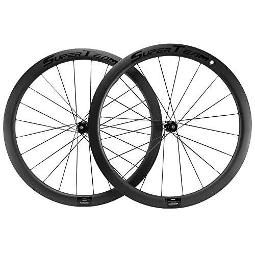 Superteam 45mm Tubeless Wheelset Road Bike Disc Brake Wheels 700c 25mm with Carbon Spokes