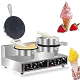 Waffle Cone Maker Commercial 2600W Professional Ice Cream Cone Waffle Maker Machine, Electric Commercial Waffle Cone Maker Machine With Temp & Time Control for for Restaurant Bakery Snack Bar Family