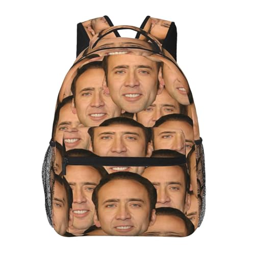 LOPVJIWQ Nic-olas Cage Backpack Single Compartment Double Shoulder Large Capacity Backpack