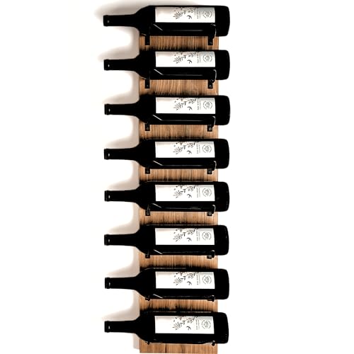 Blue River Goods Wine Rack Wall Mounted | Wooden Wall Wine Rack with 8 Bottle Storage and Matte Black Brackets | Wine Wall Rack with Rustic Finish | Perfect for Small Spaces