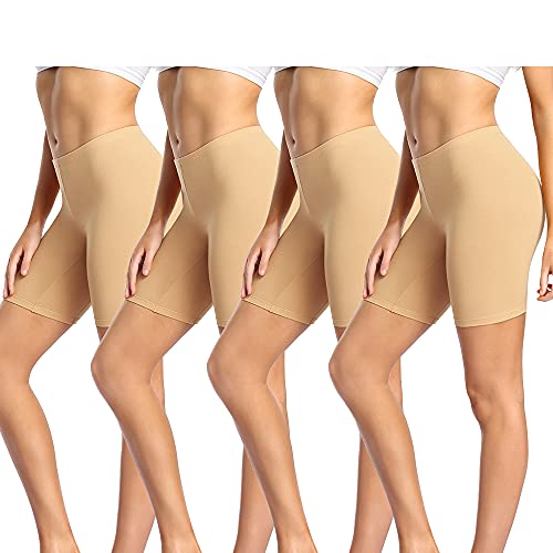 wirarpa Women's Cotton Boy Shorts Underwear Long Leggings Under Shorts Anti Chafe Bloomers 4 Pack Beige Size XL