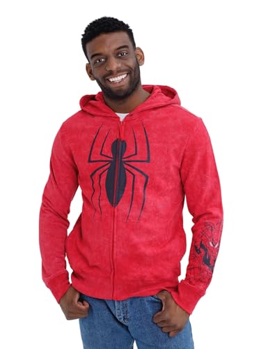 Marvel Spider-Man Mens Fleece Matching Family Zip Up Cosplay Hoodie Spiderman Men X-Large
