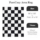 PureCozy Checkered Rug 8x10 for Living Room, Black and White Modern Shag Rug Washable Non-Slip Large Area Rug Super Soft Indoor Fuzzy Carpet Fluffy Rugs for Bedroom Home Aesthetic Decor