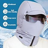 Windproof Full Cover Outdoor Riding Mask with Glasses,Winter Balaclava Ski Mask,Unisex Warm Balaclava Hood Hats Face Cover (US, Alpha, One Size, Black)