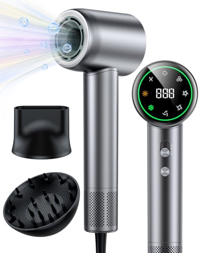 Hair Dryer,160000 RPM High Speed Blow Dryer with 200 Million Negative Ionic, Low Noise Thermo-Control Professional Hair Dryer with Diffuser and Nozzle,Portable Hair Blow Dryer for Home Travel