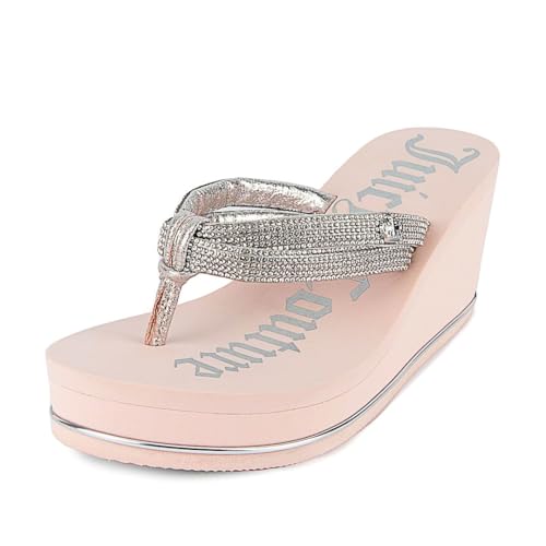Juicy Couture Wedge Platform Flip Flop – Stylish Thong Sandal, High-Fashion Elevated Slide for Beach, Pool & Casual Wear-Unwind-Blush-7