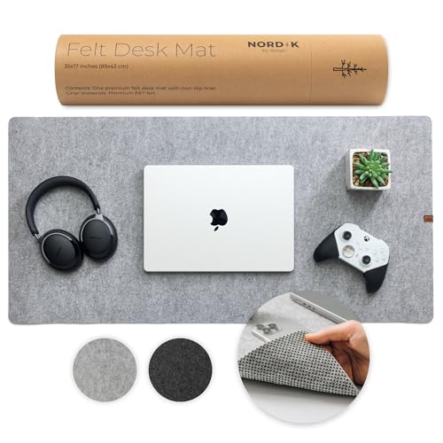 Nordik Large Felt Desk Mat - Marle - 35 x 17 inch - Full Desk Keyboard Mat - Computer Desk Mat for Keyboard and Mouse Pad - Desktop Mat - Large Desk Mat - Felt Desk Pad