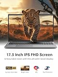 MALLRACE 2024 Laptop,17.3-Inch FHD Display Gaming Laptop with Quad Core-12th Alder Lake N97(Up to 3.6GHz), 16GB RAM 512GB ROM Traditional Laptop Computer, 6000Mah Battery,Silver