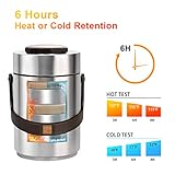 Pawovdeq 67 oz Adults Stainless Steel Vacuum Insulated Wide Mouth Soup Food Thermos Hot Food Jar with Keep Thermal Portable 3 Tier Stackable Bento Hot Food Containers Lunch Boxes (67 oz Silver)