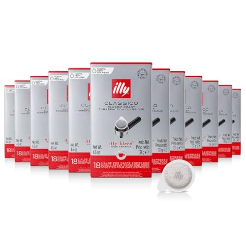 illy E.S.E. Coffee - Single-Serve Coffee Capsules & Pods - Classico Medium Roast - Notes Of Chocolate & Caramel - For E.S.E Coffee Machines - Extraordinary Aroma & Body – 18 Count, 12 Pack