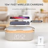 COLSUR Bluetooth Speaker Alarm Clock with Wireless Charger, LED Night Light, 2500mAh Battery - For Bedroom, Home