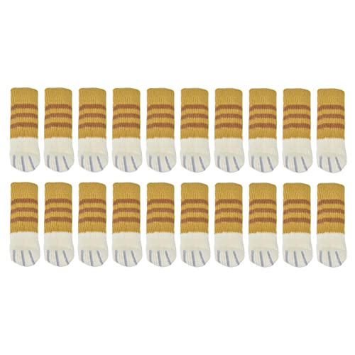 Furniture Leg Covers 20pcs Cat Paw Furniture Leg Socks High Elastic Knitted Thickening Chair Leg Hardwood Floor Protectors Move Easily and Reduce Noise (Ginger Stripes)