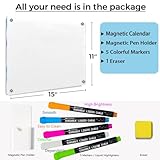 Acrylic Note Board Refrigerator Dry Erase Board Magnetic Clear 15”x11 Includes 4 Dry Erase Markers