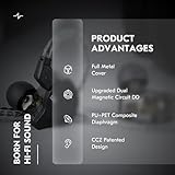 CCZ DC02 in Ear Monitors IEM Earphones without Microphone, Dual Magnetic Circuit DD HiFi Stereo Sound Wired Headphones, Noise Cancelling Ear buds, 4N OFC Cable for Musician Singer (Black, without Mic)