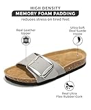 Project Cloud Genuine Leather Sandals Summer Beach Essentials - Flip Flops & Slides with Memory Foam Insole Womens Sandals Comfortable Women Footwear (Mykonos, Grey, 7)