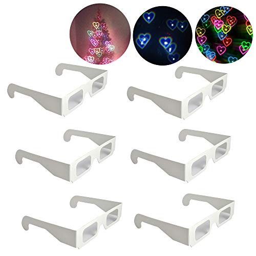 EEkiiqi 30 Packs Rainbow Hearts Diffraction Glasses Heart Shapes 3D Glasses Special Effect Light for Outdoor Music Party/Bar/Fireworks Displays/Holiday/Club/Lights (30 Pairs)