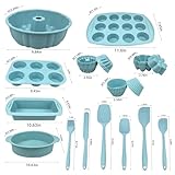 29PCS Nonstick Silicone baking set, silicone bakeware sets for oven, silicone molds for baking sets with silicone bakeable mini cake pans, baking spatulas silicone heat resistant set