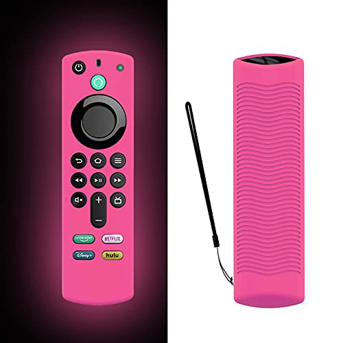LEFXMOPHY Remote Cover for TV Stick 3rd Gen 2021 Glow in The Dark, Pink Silicone Case with Lanyard