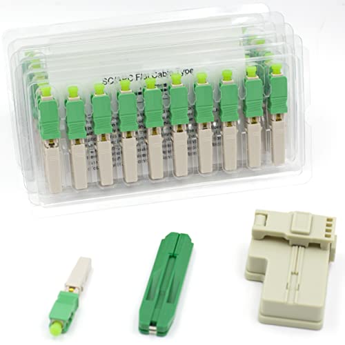 100pcs SC APC Fiber Optic Quick Connector with Fiber Cutting Tools Fiber Optic Fast Connectors Single Mode Mechanical Connectors for 2.0 x 3.0mm Butterfly Fiber Cable