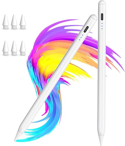 【2Pack】 Stylus Pencil for iPad 2018-2025 A16 11/10/9/8/7/6,iPad mini A17 Pro/6/5,iPad Air M3/M2 11"/13"/5/4/3,iPad Pro M4 13"/12.9"/11" USB-C Fast Charging Pencil,Pixel-Perfect Tilt Sensitivity