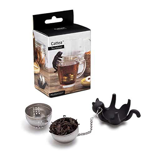 PELEG DESIGN Animal Tea Strainer, Cat, Stainless Steel, Catty, Tea Strainer, Tea Infuser, Black
