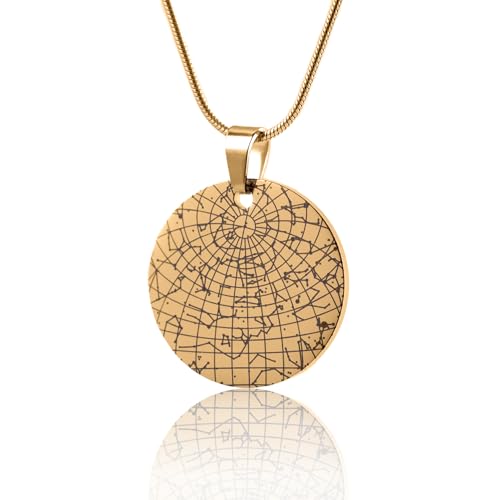 Custom Star Map By Date Necklace With Snake Chain, Unique Star Map Jewelry, Star Chart Pendant, Night Sky Personalized Anniversary Gift For Her, Birthday Gift For Women, Mother's Day Gift For Mom