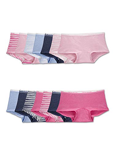 Fruit of the Loom Girls' Cotton Boyshort Underwear, 14 Pack-Fashion Assorted