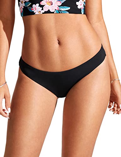 CRZ YOGA Womens Bikini Bottom Low Waisted Bathing Swimsuit Shorts Cheeky Swim Briefs Black Medium