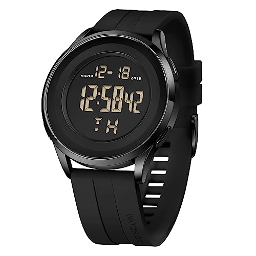 COSSINIGE Mens Digital Waterproof Military Watch for Men Silver Dive Tactical Sports Minimalist Ultra-Thin Wrist Watch