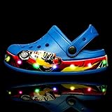 Meidiastra Kids Boys Girls LED Clogs Cute Cartoon Light Up Garden Shoes Lightweight Beach Pool Sandals Blue 27