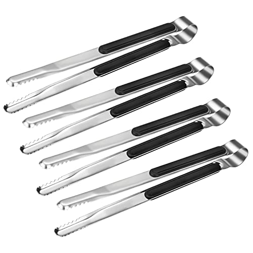 4 Pack Premium Stainless Steel Kitchen Tongs, Serving Tongs for Cooking, XEVOM Metal Food Tongs with Non-Slip Grip, Heat Resistant Grill Tongs 12 inch