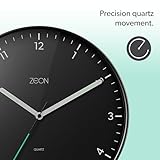 ZEON Round Analogue Wall Clock, Easy to Read Black Wall Clock for Living Room, Kitchen, Bedroom & Office, 30cm Diameter, CE4553