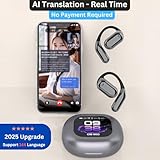 𝐔𝐩𝐠𝐫𝐚𝐝𝐞 Ai Translation Earbuds Real Time,144 Language Translator Over The Ear Earbuds | Intelligent Touch Screen Open Bluetooth Earphones | True Wireless Open Ear Earbuds Bluetooth 5.4 (Black)