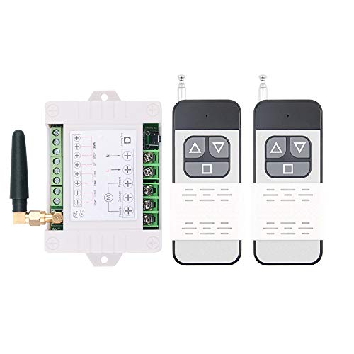 Motor Wireless Remote Control Switch 110V 220V AC 10A High Power Roller Shutter Door Electric Curtain Remote Forwards Reverse, Wide Voltage 85V-250V 433MHz RF Remote Control Relay