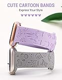 Girovo 2 Packs Cartoon Engraved Bands Compatible with Apple Watch Bands 41mm 40mm 38mm Women, Cute Anime Designer Soft Silicone Strap for iWatch Series 9/8/7/6/5/4/3/2/1/SE/Ultra, Lavender & Grey